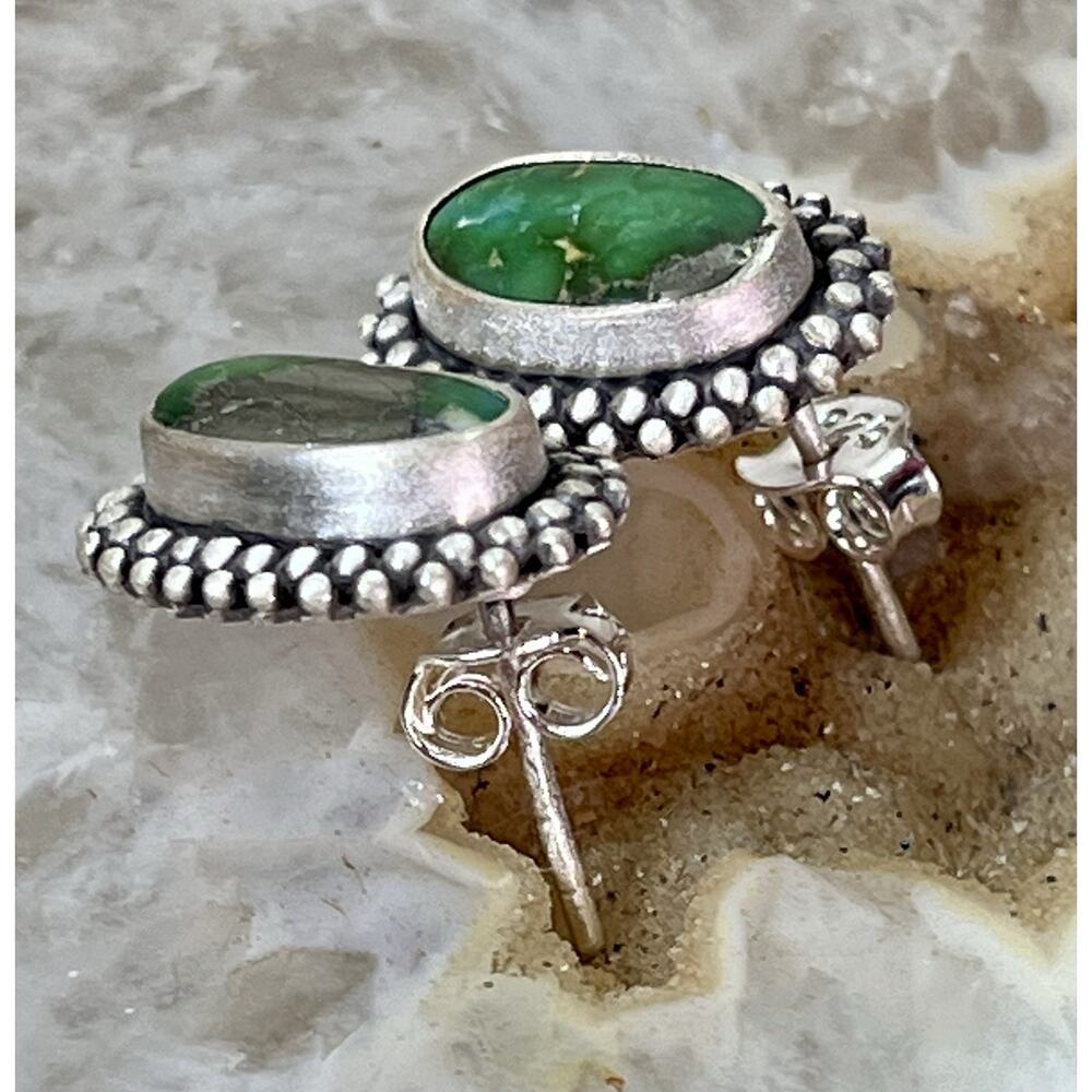 Emerald Valley Sterling Silver Green Turquoise Southwestern Stud Earrings NEW - Picture 9 of 12